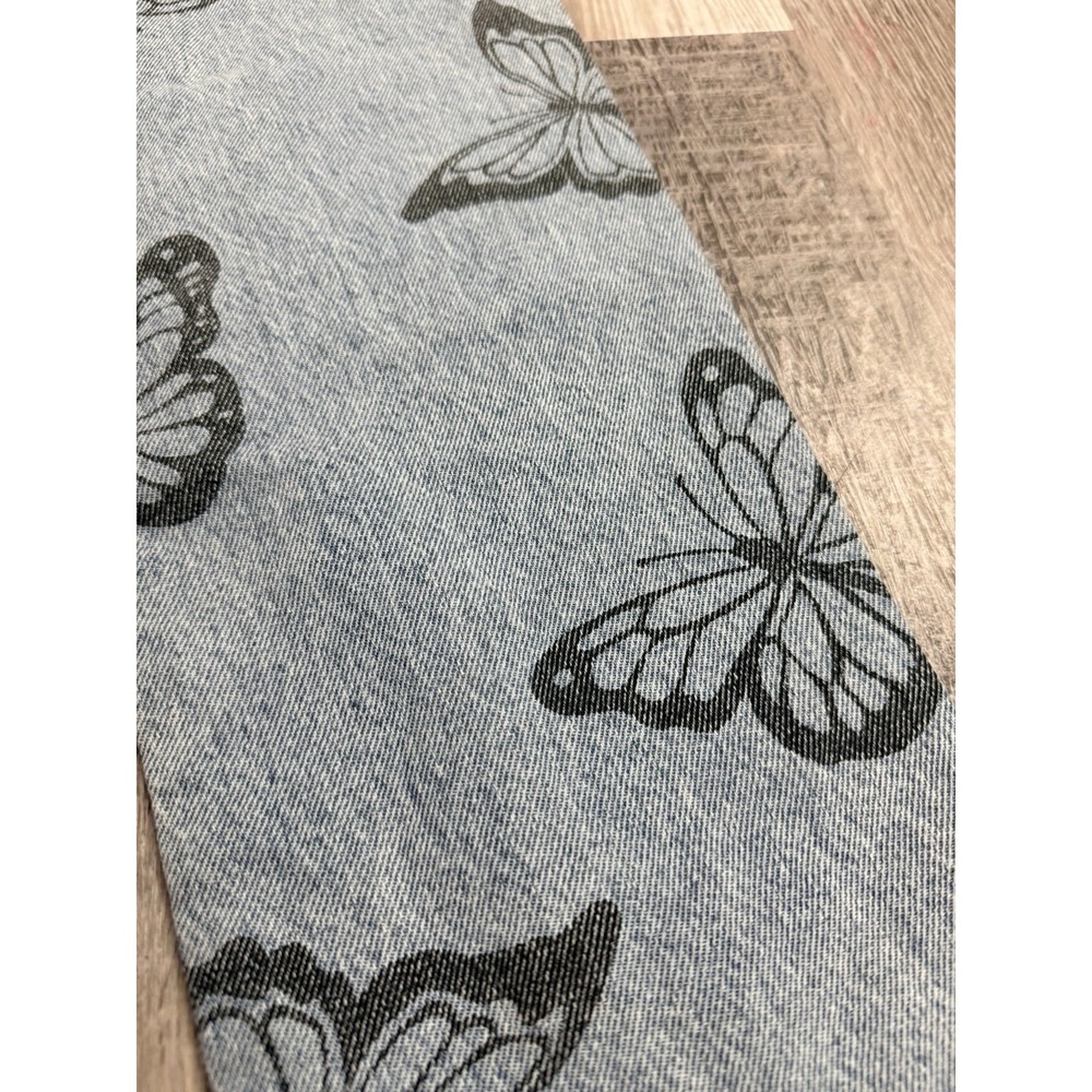 Pacsun Jeans Women's 25 High‎ Rise Straight Butterfly Print Raw Hem Button Fly - Picture 3 of 6